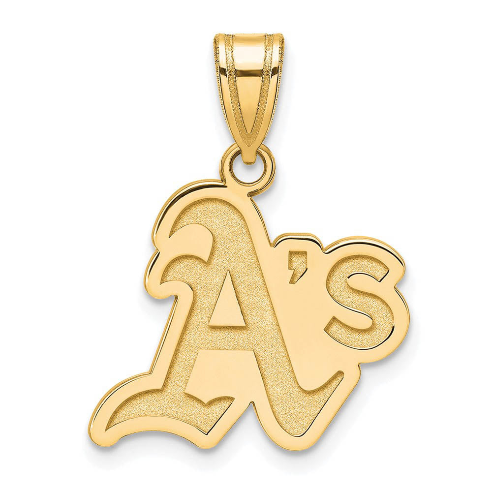 14K Gold Plated Silver MLB Oakland Athletics Medium Logo Pendant, Item P32663 by The Black Bow Jewelry Co.