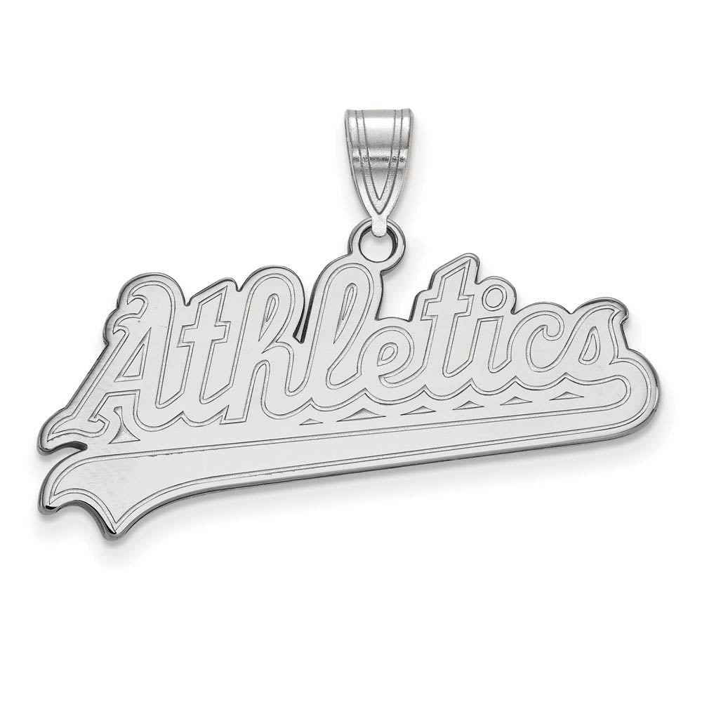 Sterling Silver MLB Oakland Athletics Large Script Pendant, Item P32673 by The Black Bow Jewelry Co.