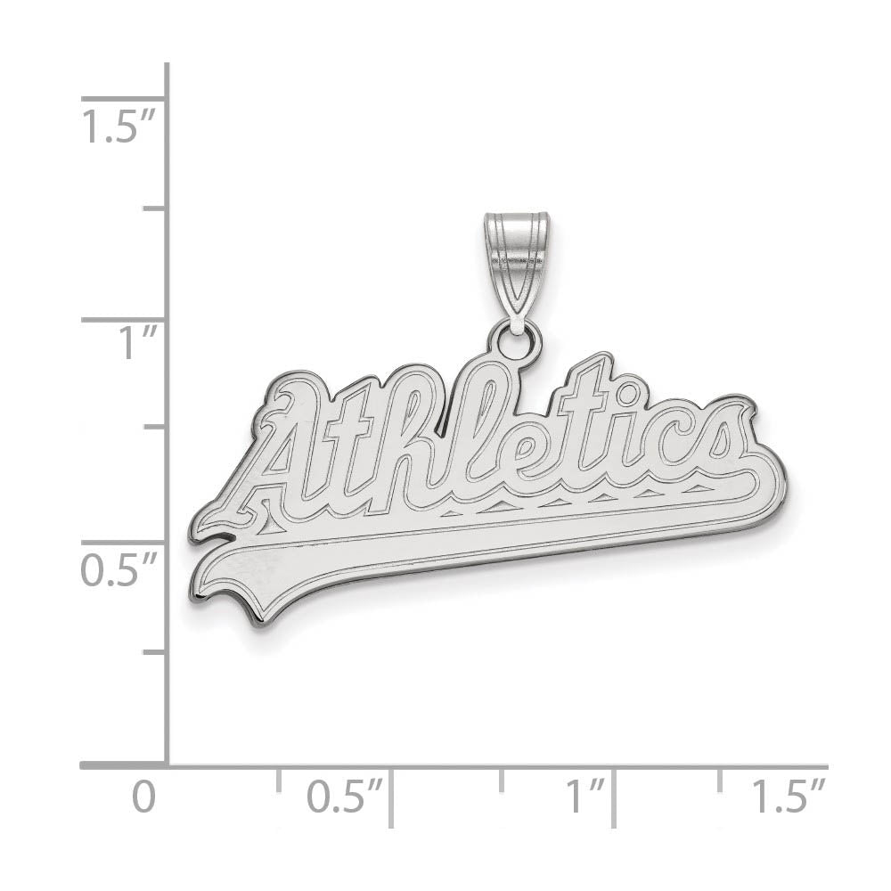 Alternate view of the Sterling Silver MLB Oakland Athletics Large Script Pendant by The Black Bow Jewelry Co.