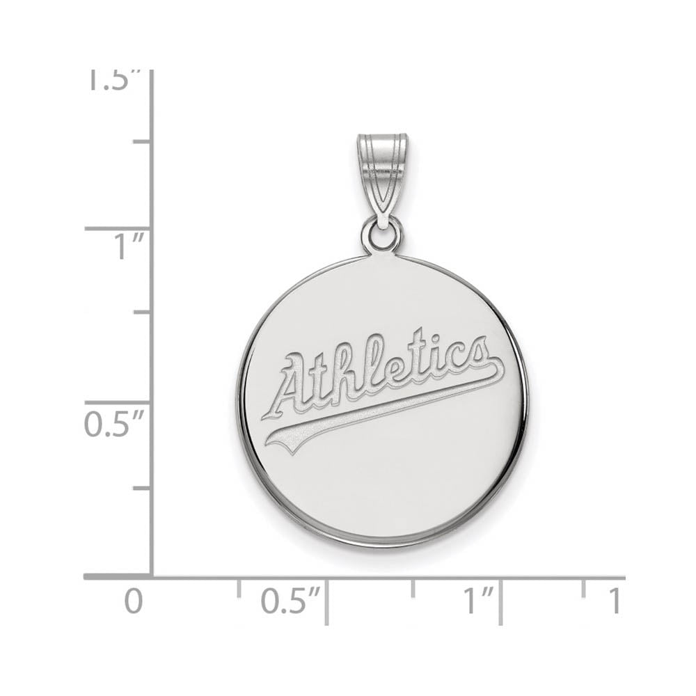 Alternate view of the Sterling Silver MLB Oakland Athletics Large Script Disc Pendant by The Black Bow Jewelry Co.