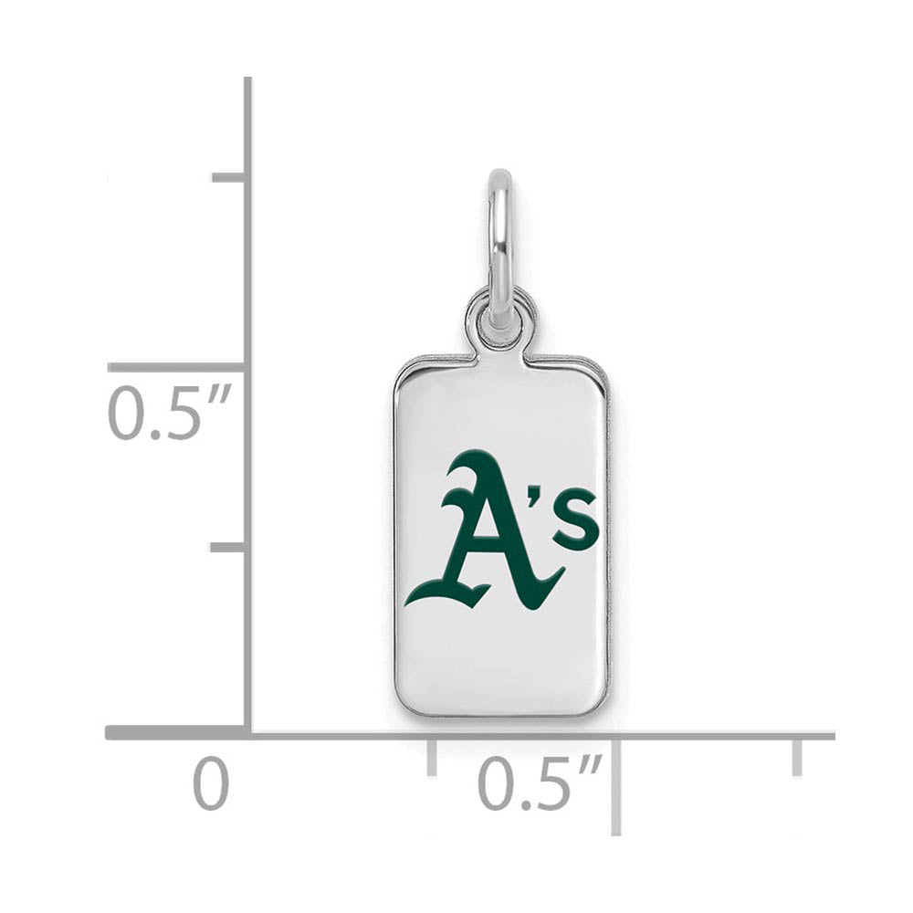 Alternate view of the Sterling Silver MLB Oakland Athletics XS (Tiny) Enamel Tag Charm by The Black Bow Jewelry Co.