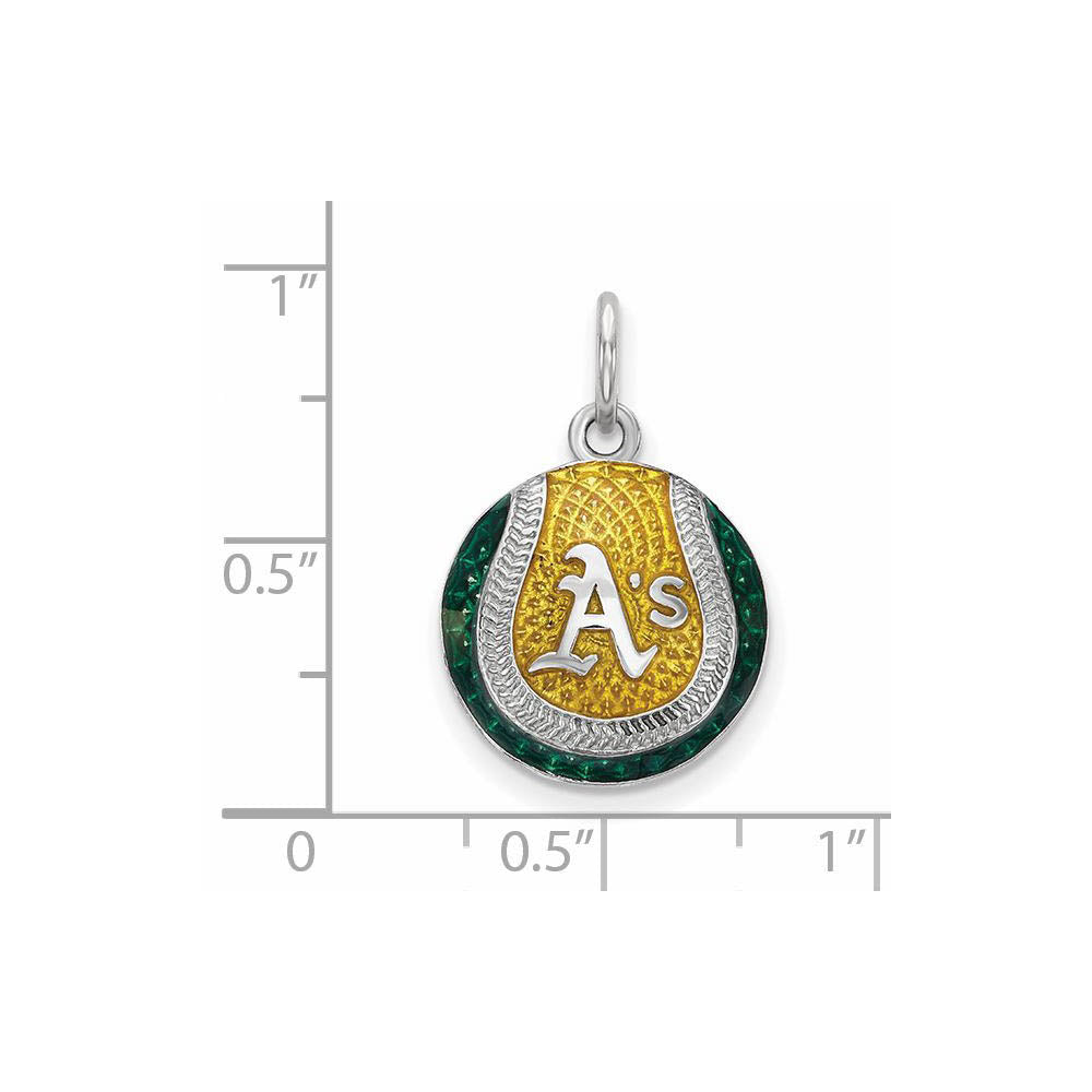 Alternate view of the Sterling Silver MLB Oakland Athletics MD Enamel Baseball Charm by The Black Bow Jewelry Co.
