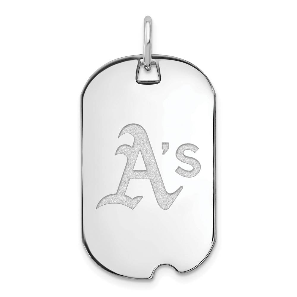 Sterling Silver MLB Oakland Athletics Small Dog Tag Pendant, Item P32681 by The Black Bow Jewelry Co.