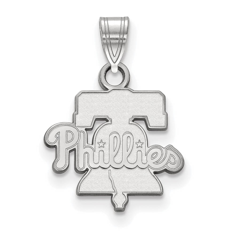 10K White Gold MLB Philadelphia Phillies Liberty Bell Small Pendant, Item P32682 by The Black Bow Jewelry Co.
