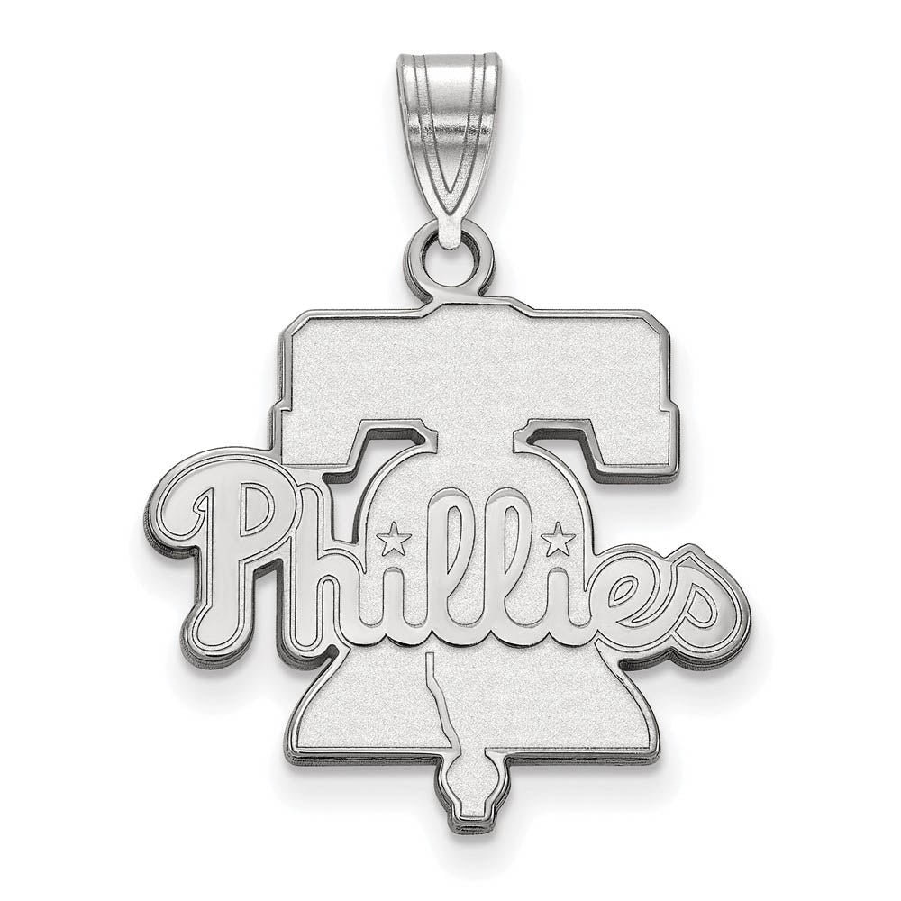 10K White Gold MLB Philadelphia Phillies Liberty Bell Large Pendant, Item P32684 by The Black Bow Jewelry Co.
