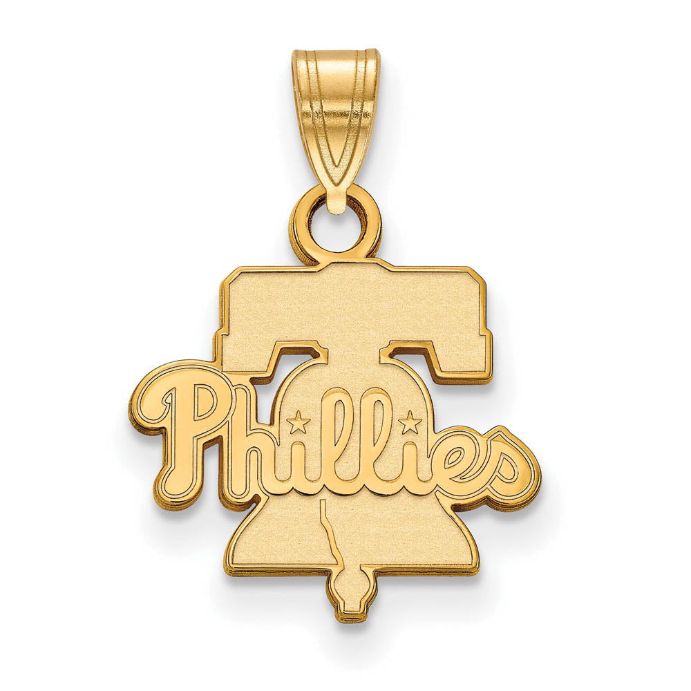 10K Yellow Gold MLB Philadelphia Phillies Liberty Bell Small Pendant, Item P32690 by The Black Bow Jewelry Co.