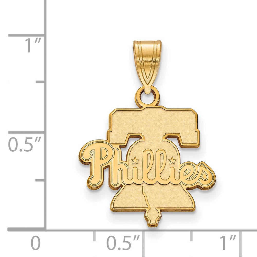 Alternate view of the 10K Yellow Gold MLB Philadelphia Phillies Liberty Bell Medium Pendant by The Black Bow Jewelry Co.