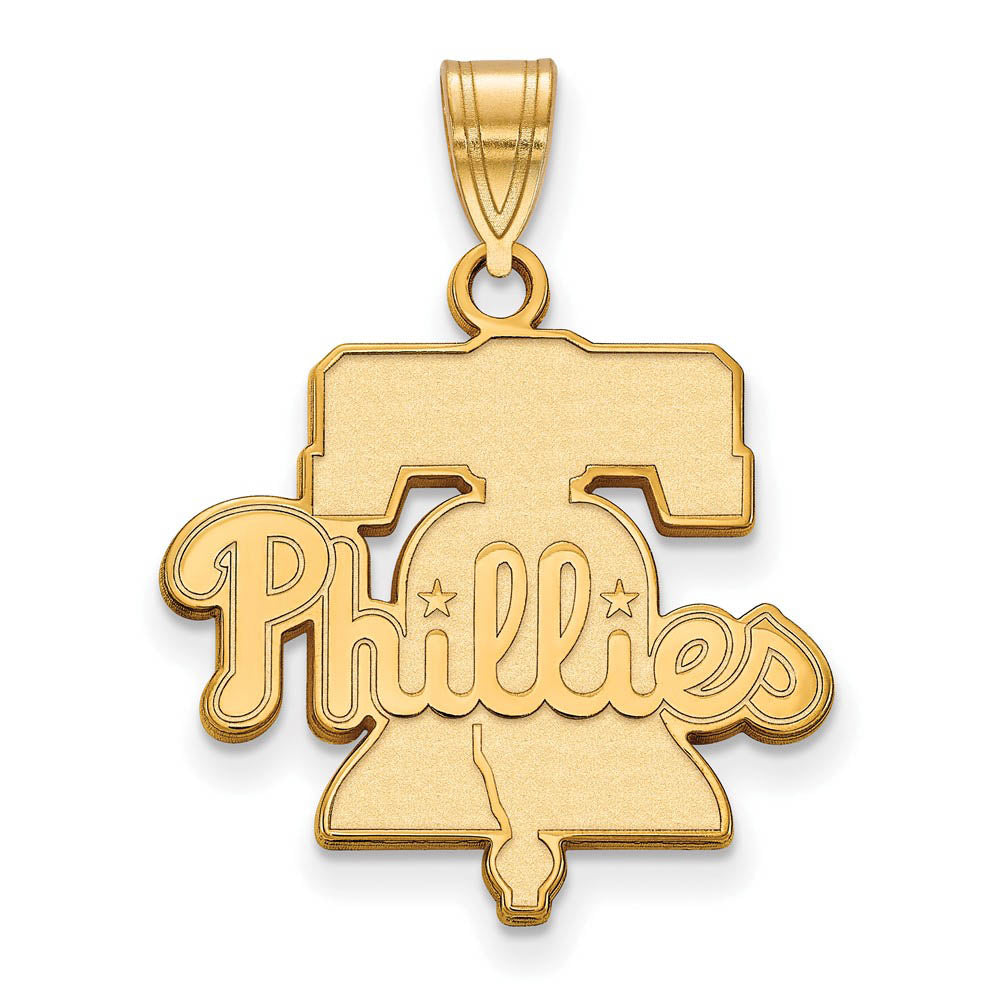 14K Yellow Gold MLB Philadelphia Phillies Liberty Bell Large Pendant, Item P32709 by The Black Bow Jewelry Co.