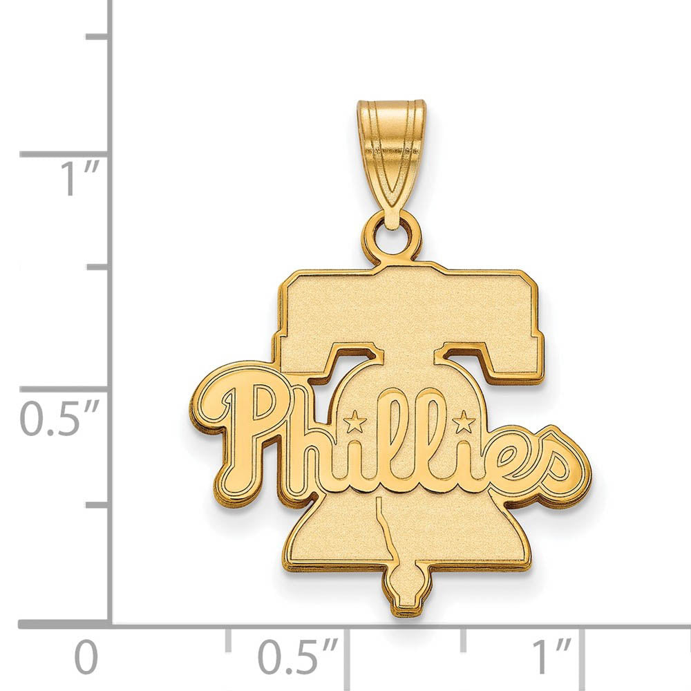 Alternate view of the 14K Yellow Gold MLB Philadelphia Phillies Liberty Bell Large Pendant by The Black Bow Jewelry Co.