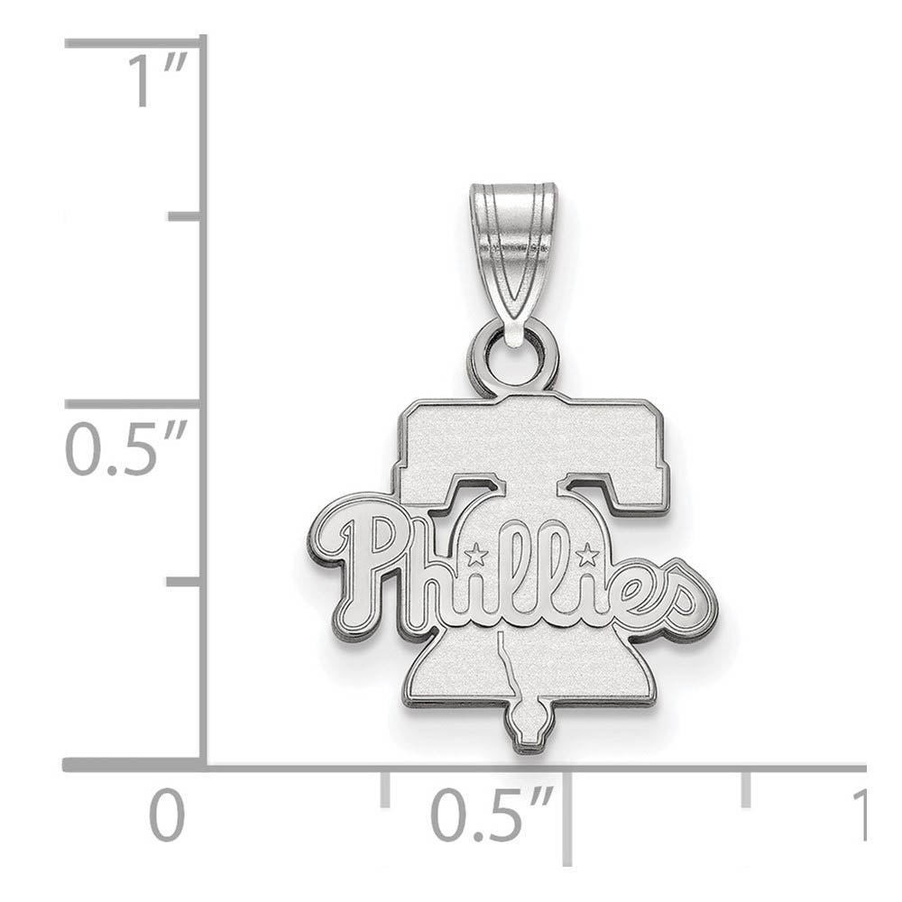 Alternate view of the Sterling Silver MLB Philadelphia Phillies Bell Small Pendant by The Black Bow Jewelry Co.