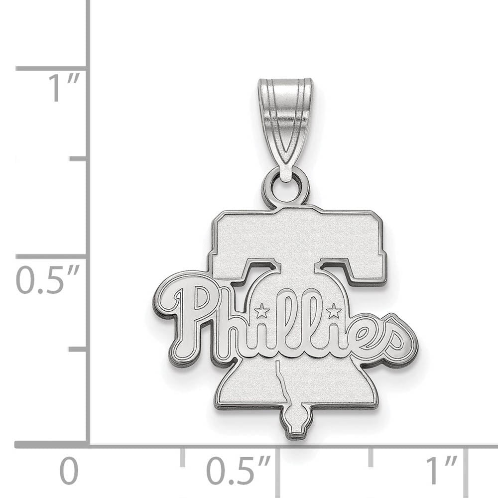 Alternate view of the Sterling Silver MLB Philadelphia Phillies Bell Medium Pendant by The Black Bow Jewelry Co.