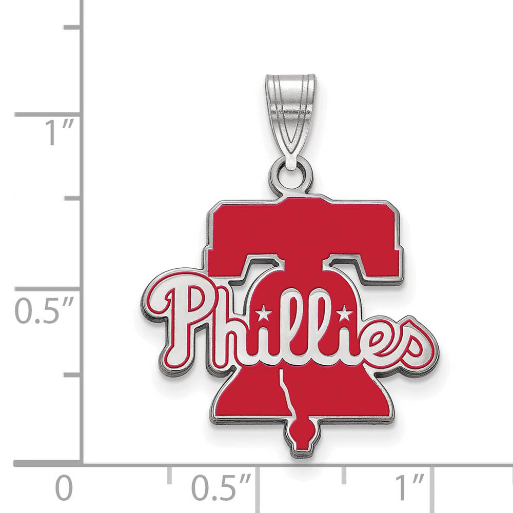 Alternate view of the Sterling Silver MLB Philadelphia Phillies LG Enamel Bell Pendant by The Black Bow Jewelry Co.