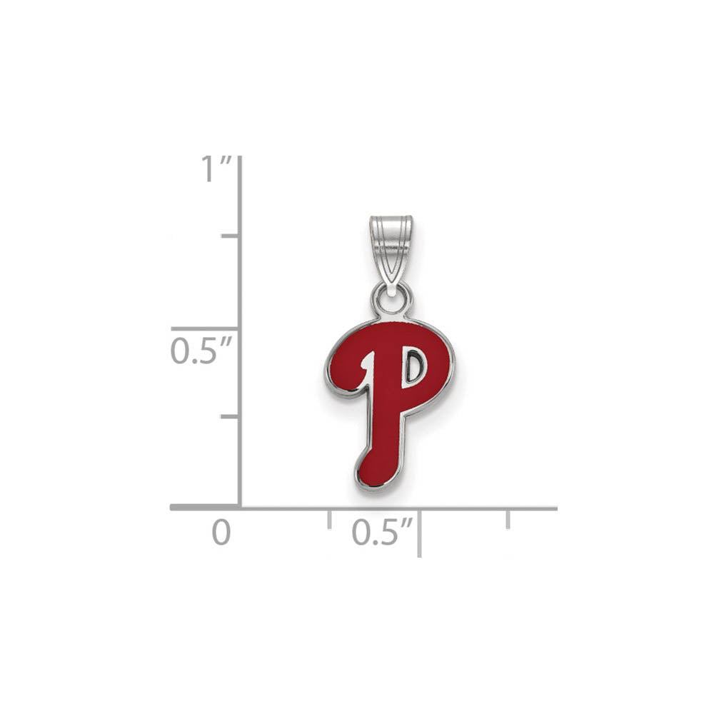 Alternate view of the Sterling Silver MLB Philadelphia Phillies SM Enamel Letter P Pendant by The Black Bow Jewelry Co.
