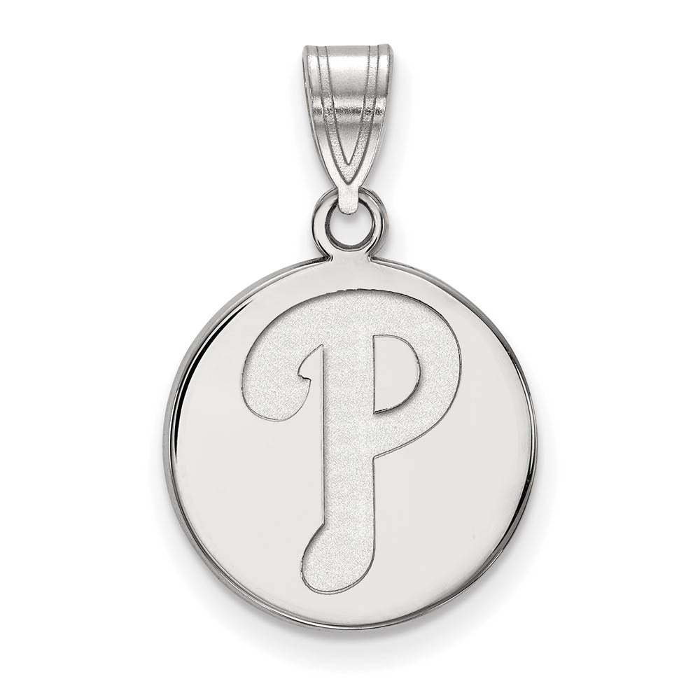 Sterling Silver MLB Philadelphia Phillies Medium Disc Pendant, Item P32738 by The Black Bow Jewelry Co.