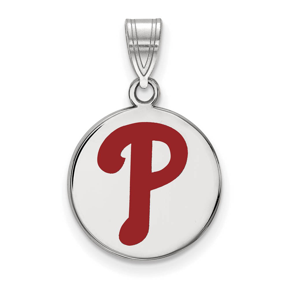 Sterling Silver MLB Philadelphia Phillies MD Enamel Disc Pendant, Item P32739 by The Black Bow Jewelry Co.