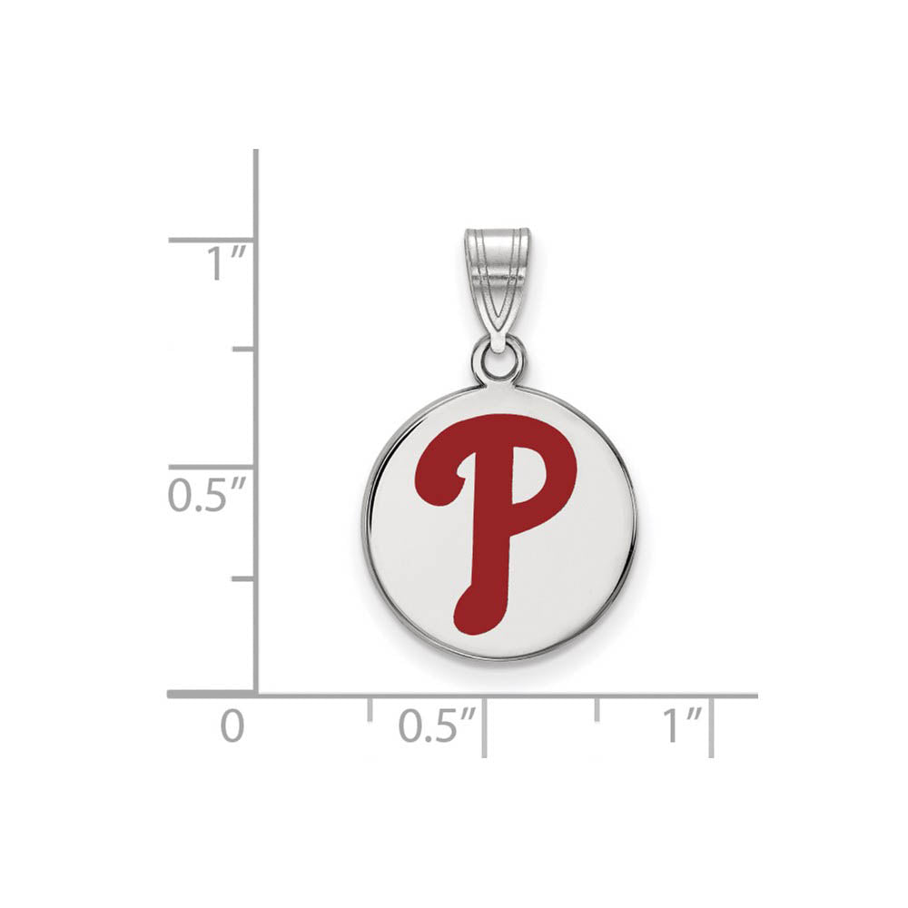 Alternate view of the Sterling Silver MLB Philadelphia Phillies MD Enamel Disc Pendant by The Black Bow Jewelry Co.