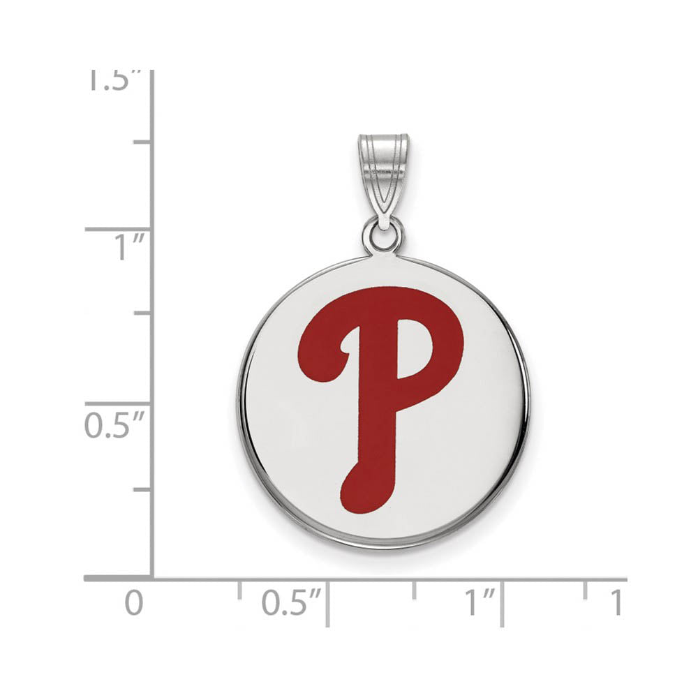 Alternate view of the Sterling Silver MLB Philadelphia Phillies LG Enamel Disc Pendant by The Black Bow Jewelry Co.
