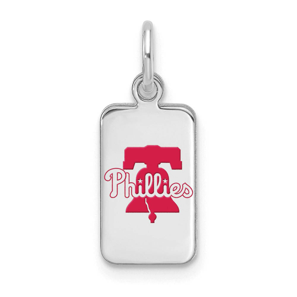 Sterling Silver MLB Philadelphia Phillies XS (Tiny) Enamel Tag Charm, Item P32743 by The Black Bow Jewelry Co.