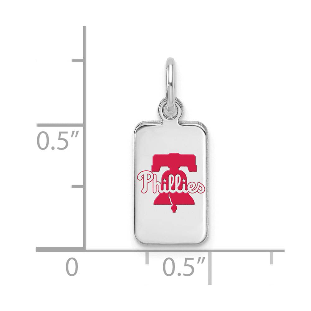 Alternate view of the Sterling Silver MLB Philadelphia Phillies XS (Tiny) Enamel Tag Charm by The Black Bow Jewelry Co.
