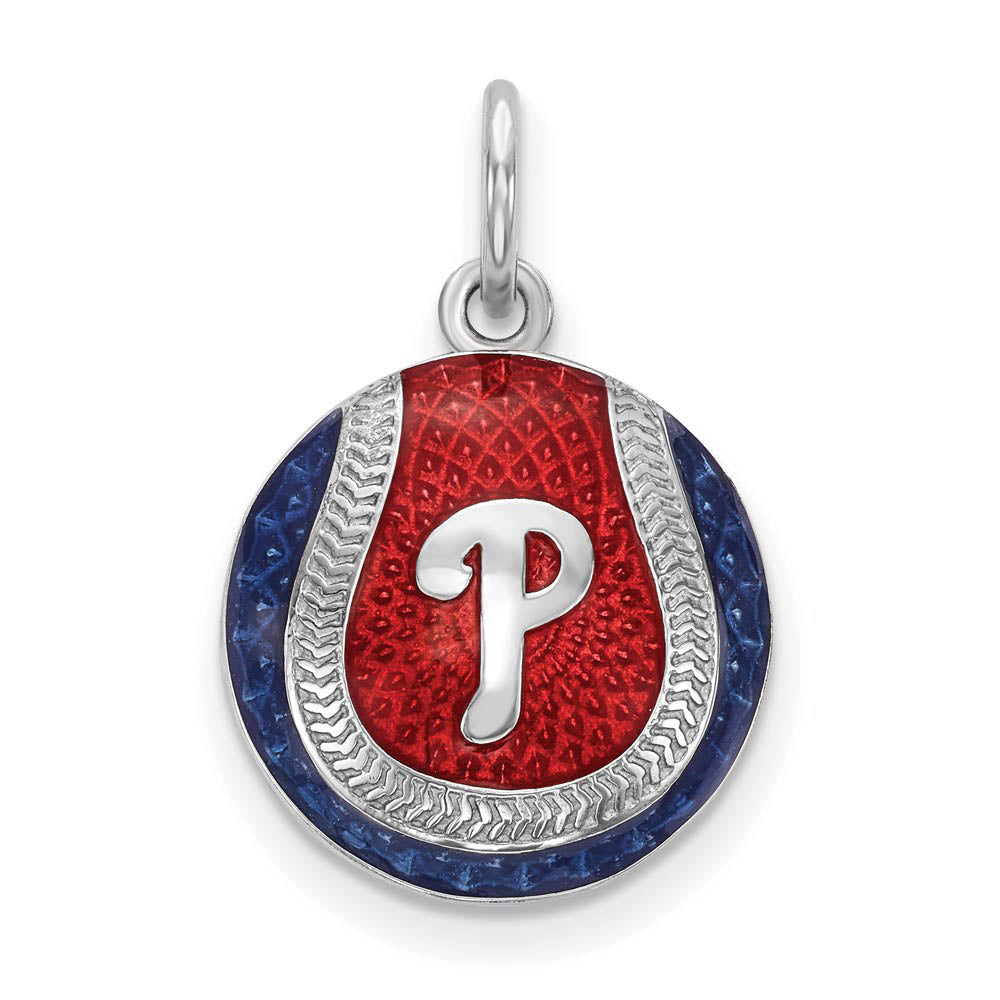 Sterling Silver MLB Philadelphia Phillies MD Enamel Baseball Charm, Item P32745 by The Black Bow Jewelry Co.