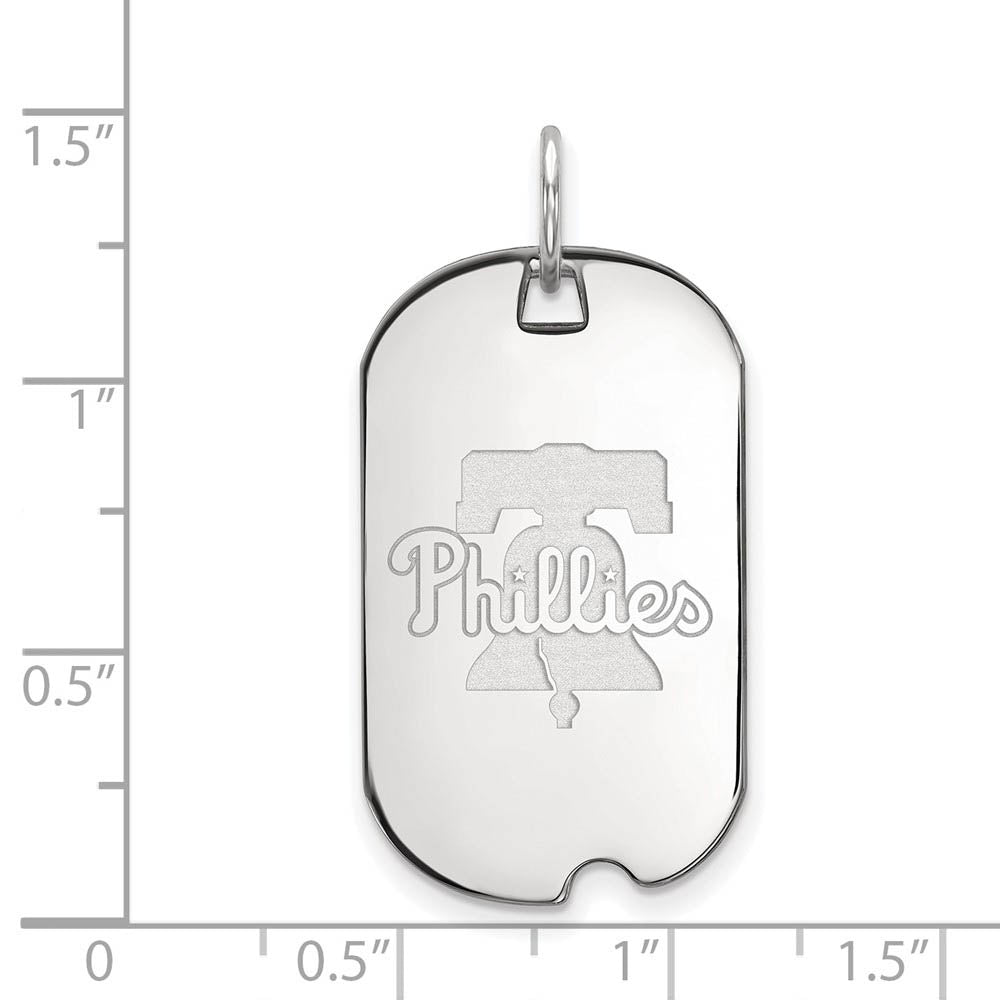 Alternate view of the Sterling Silver MLB Philadelphia Phillies Small Dog Tag Pendant by The Black Bow Jewelry Co.