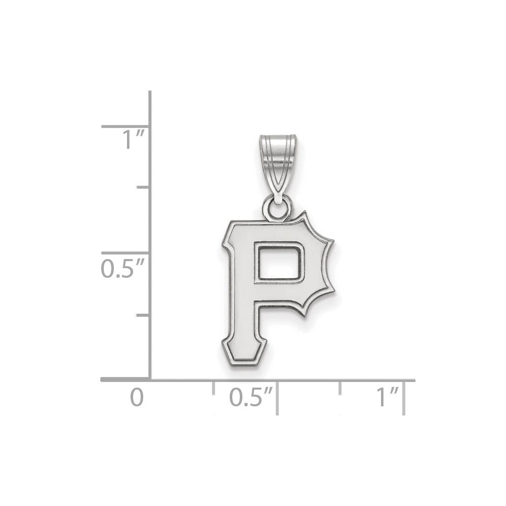 Alternate view of the 10K White Gold MLB Pittsburgh Pirates Medium Letter P Pendant by The Black Bow Jewelry Co.