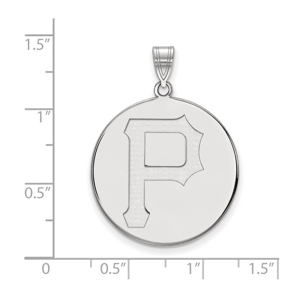 Alternate view of the 10K White Gold MLB Pittsburgh Pirates Extra Large Disc Pendant by The Black Bow Jewelry Co.