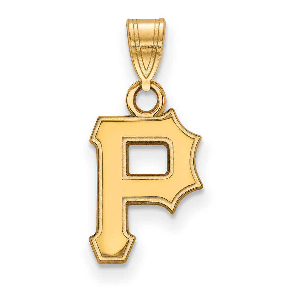 10K Yellow Gold MLB Pittsburgh Pirates Small Letter P Pendant, Item P32762 by The Black Bow Jewelry Co.