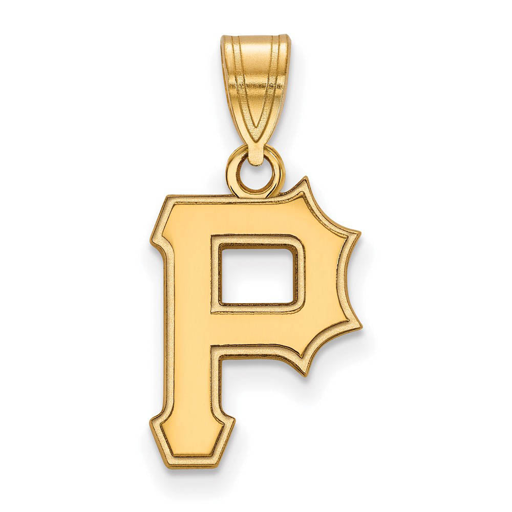 10K Yellow Gold MLB Pittsburgh Pirates Medium Letter P Pendant, Item P32763 by The Black Bow Jewelry Co.