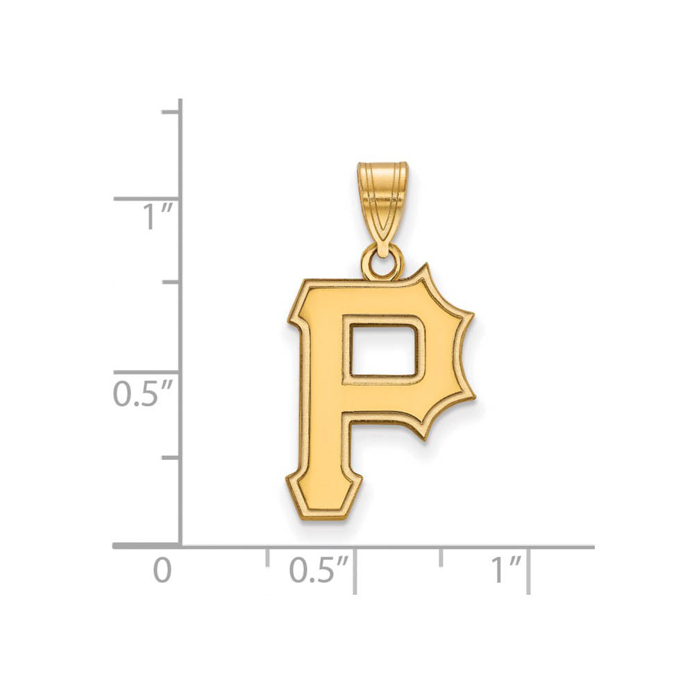 Alternate view of the 10K Yellow Gold MLB Pittsburgh Pirates Large Letter P Pendant by The Black Bow Jewelry Co.