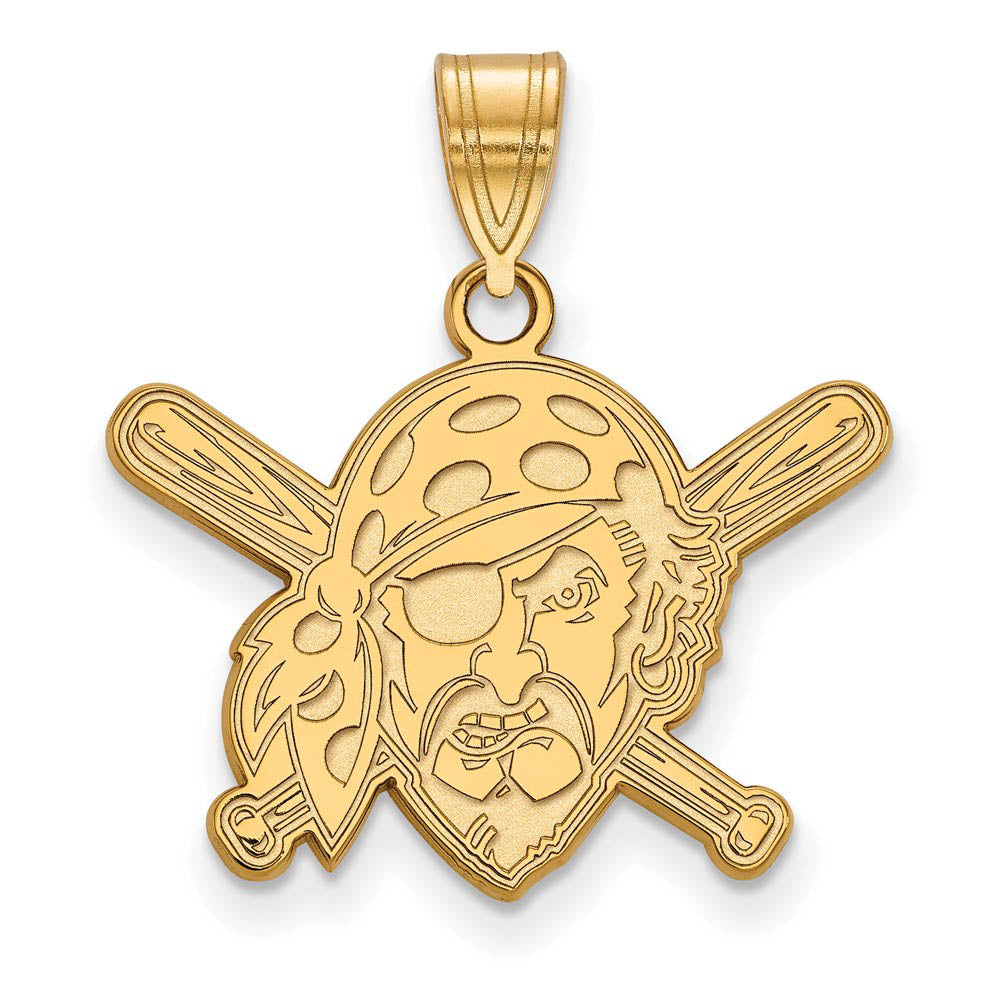 10K Yellow Gold MLB Pittsburgh Pirates Medium Buccaneer Pendant, Item P32771 by The Black Bow Jewelry Co.
