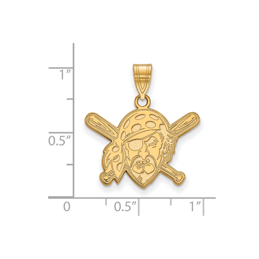 Alternate view of the 10K Yellow Gold MLB Pittsburgh Pirates Medium Buccaneer Pendant by The Black Bow Jewelry Co.