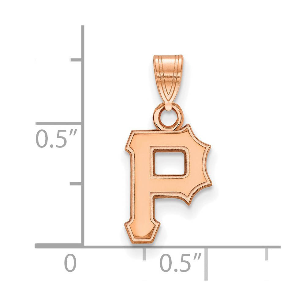 Alternate view of the 14K Rose Gold MLB Pittsburgh Pirates Small Letter P Pendant by The Black Bow Jewelry Co.