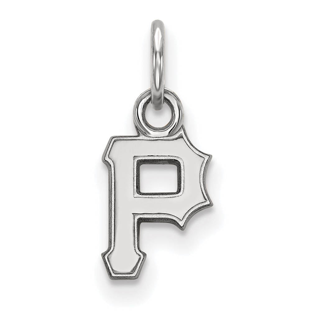 14K White Gold MLB Pittsburgh Pirates XS (Tiny) Letter P Charm, Item P32776 by The Black Bow Jewelry Co.