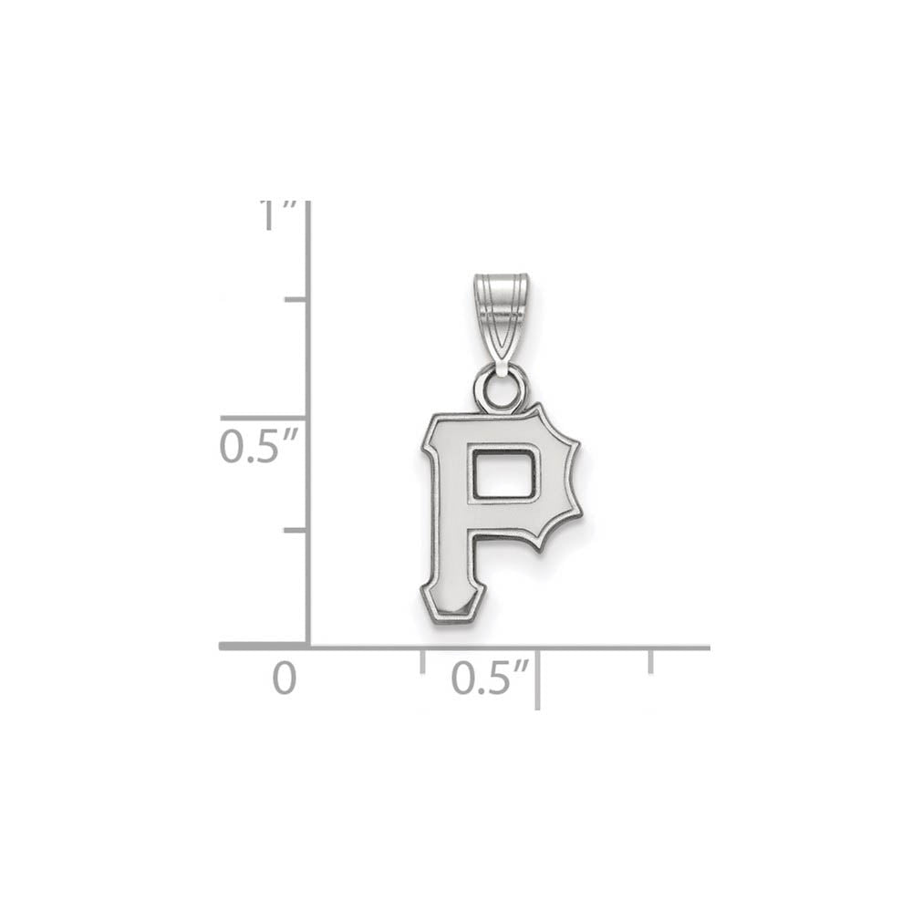 Alternate view of the 14K White Gold MLB Pittsburgh Pirates Small Letter P Pendant by The Black Bow Jewelry Co.