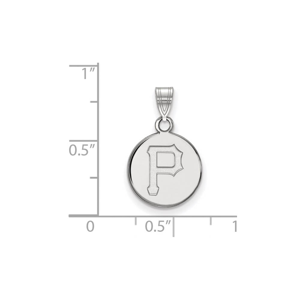 Alternate view of the 14K White Gold MLB Pittsburgh Pirates Small Disc Pendant by The Black Bow Jewelry Co.