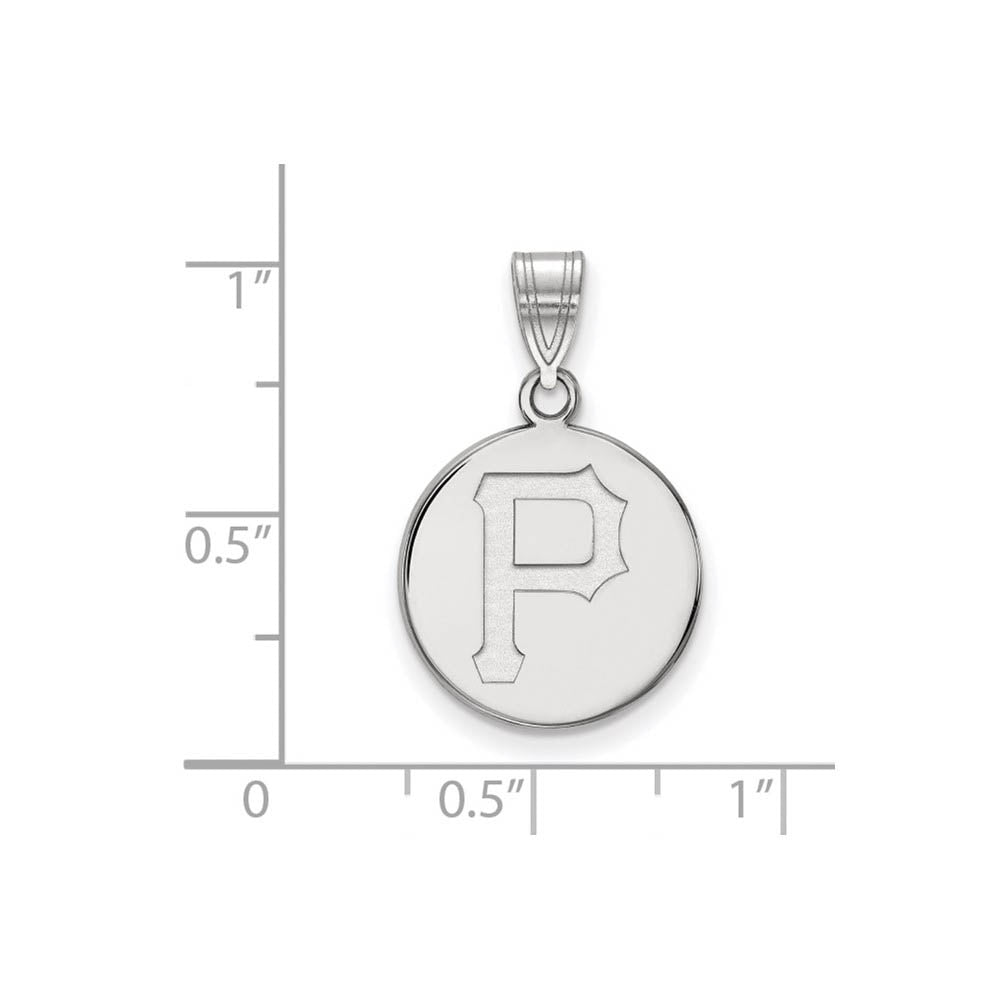 Alternate view of the 14K White Gold MLB Pittsburgh Pirates Medium Disc Pendant by The Black Bow Jewelry Co.