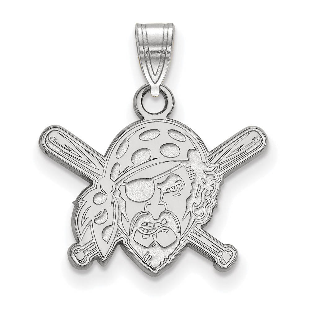 14K White Gold MLB Pittsburgh Pirates Small Buccaneer Pendant, Item P32785 by The Black Bow Jewelry Co.