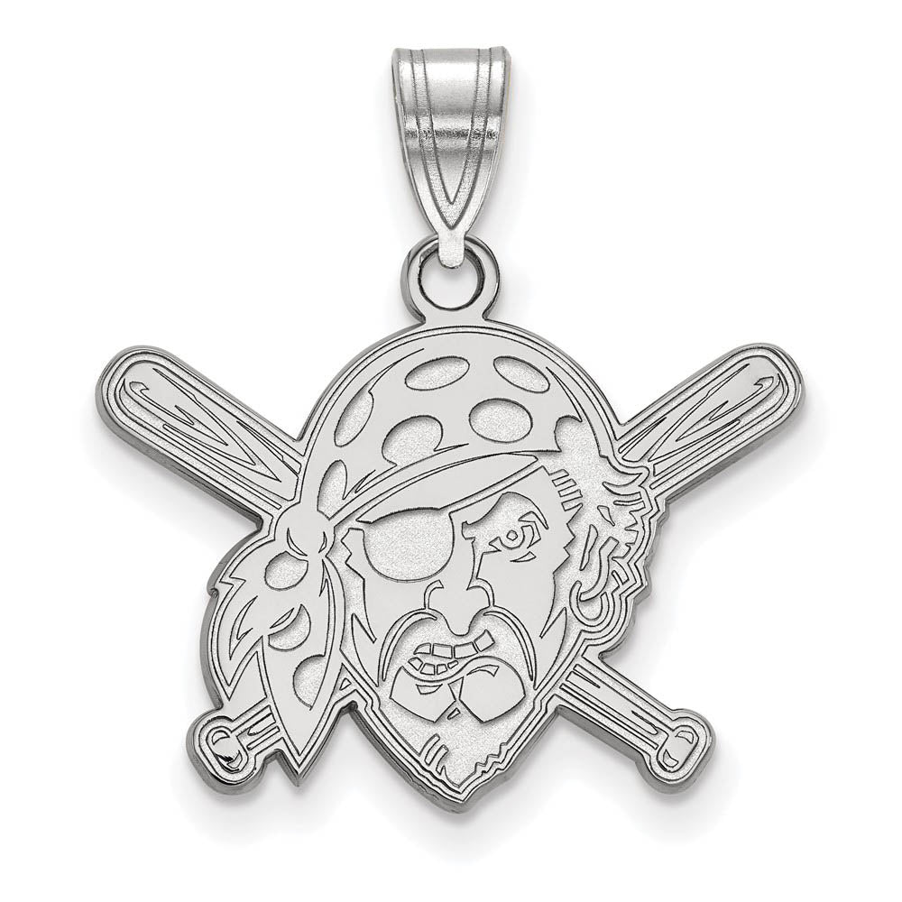14K White Gold MLB Pittsburgh Pirates Medium Buccaneer Pendant, Item P32786 by The Black Bow Jewelry Co.