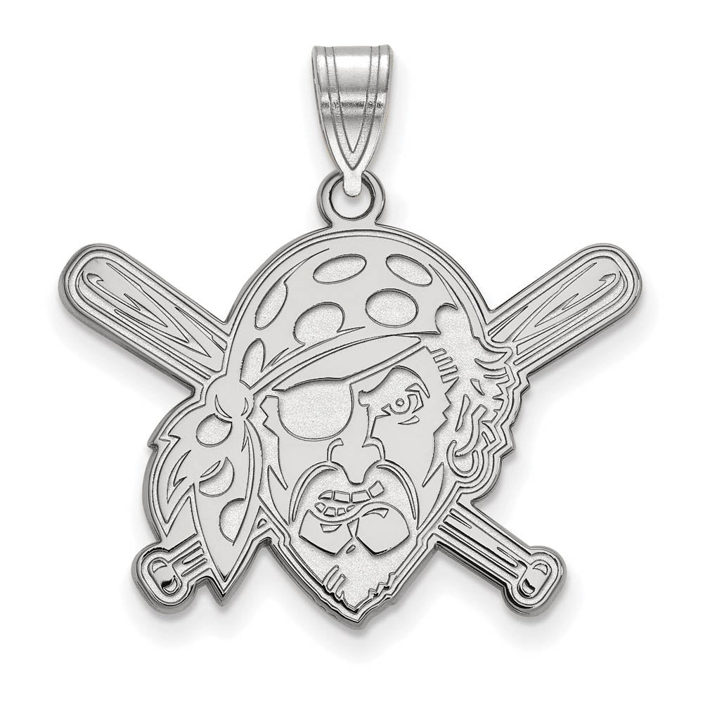 14K White Gold MLB Pittsburgh Pirates Large Buccaneer Pendant, Item P32787 by The Black Bow Jewelry Co.