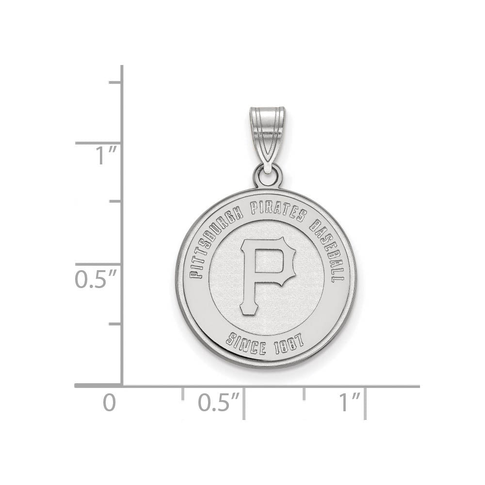 Alternate view of the 14K White Gold MLB Pittsburgh Pirates Since 1887 Large Disc Pendant by The Black Bow Jewelry Co.