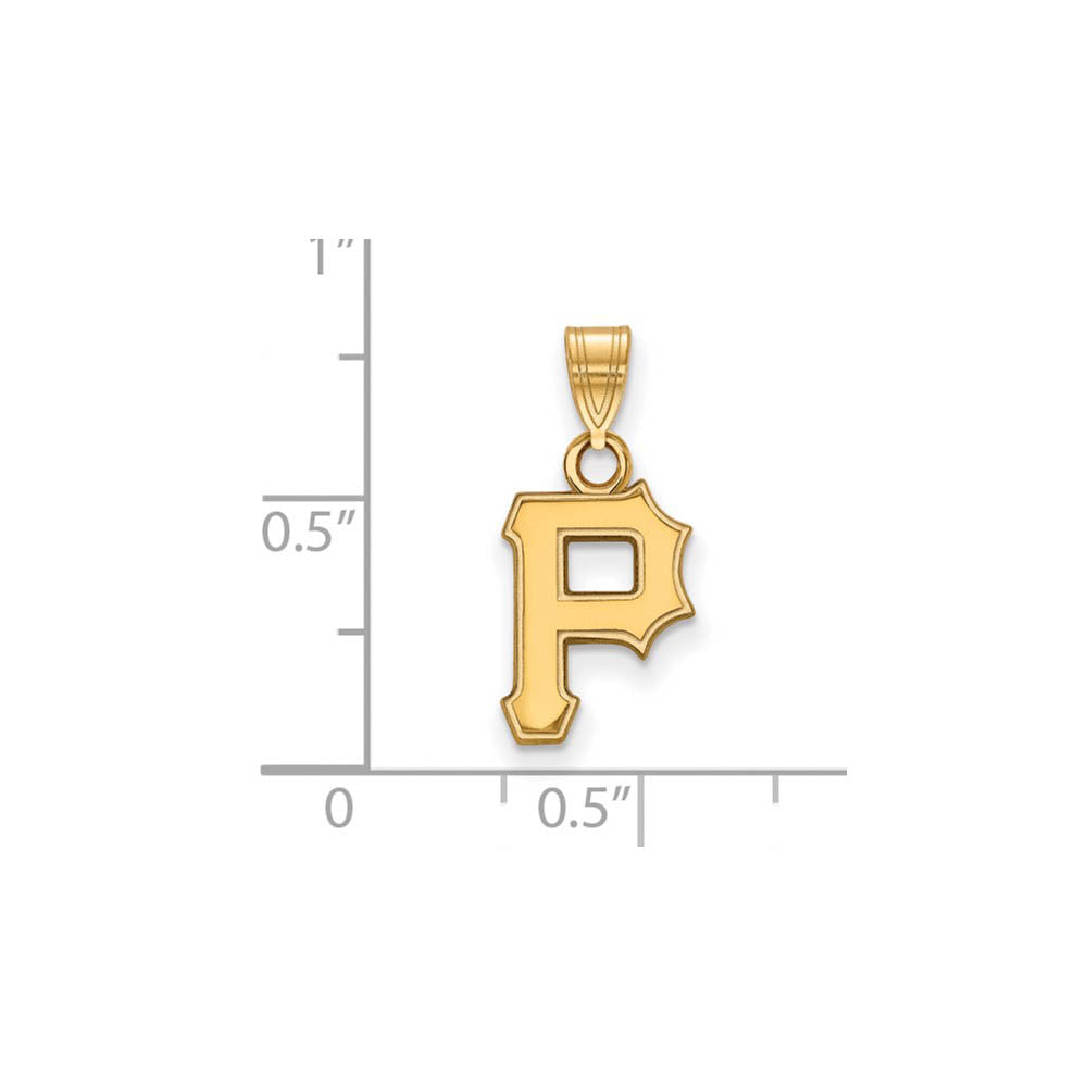 Alternate view of the 14K Yellow Gold MLB Pittsburgh Pirates Small Letter P Pendant by The Black Bow Jewelry Co.