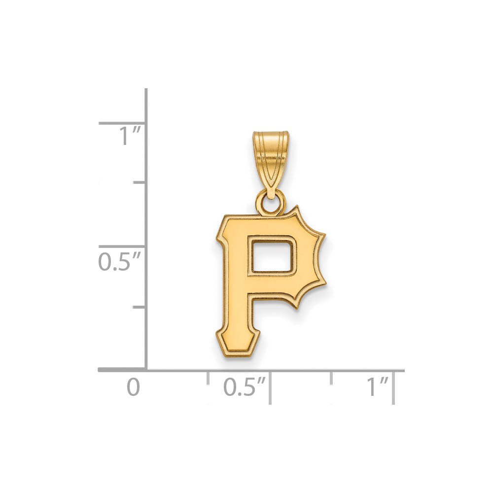 Alternate view of the 14K Yellow Gold MLB Pittsburgh Pirates Medium Letter P Pendant by The Black Bow Jewelry Co.