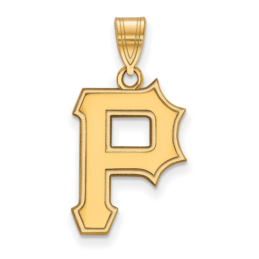 14K Yellow Gold MLB Pittsburgh Pirates Large Letter P Pendant, Item P32793 by The Black Bow Jewelry Co.