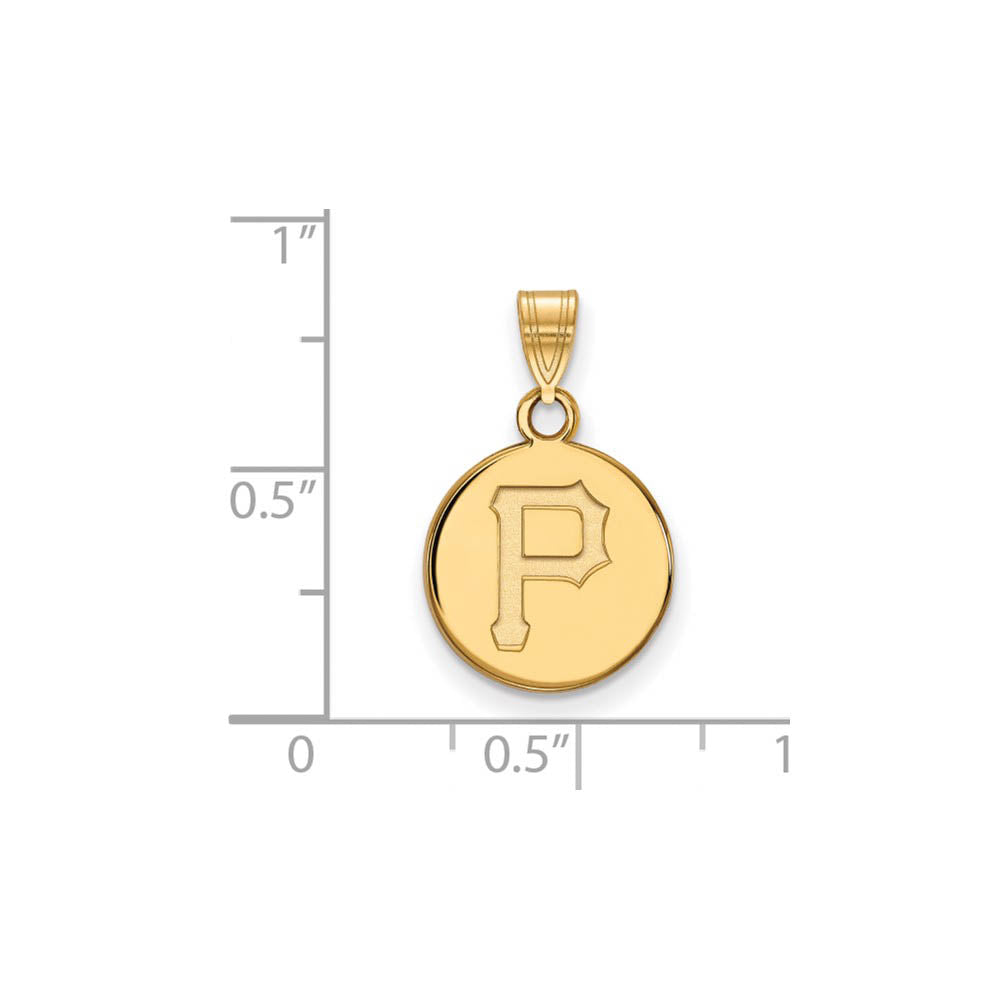 Alternate view of the 14K Yellow Gold MLB Pittsburgh Pirates Small Disc Pendant by The Black Bow Jewelry Co.