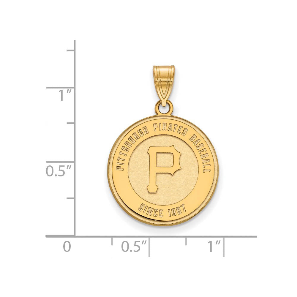 Alternate view of the 14K Yellow Gold MLB Pittsburgh Pirates Since 1887 Large Disc Pendant by The Black Bow Jewelry Co.