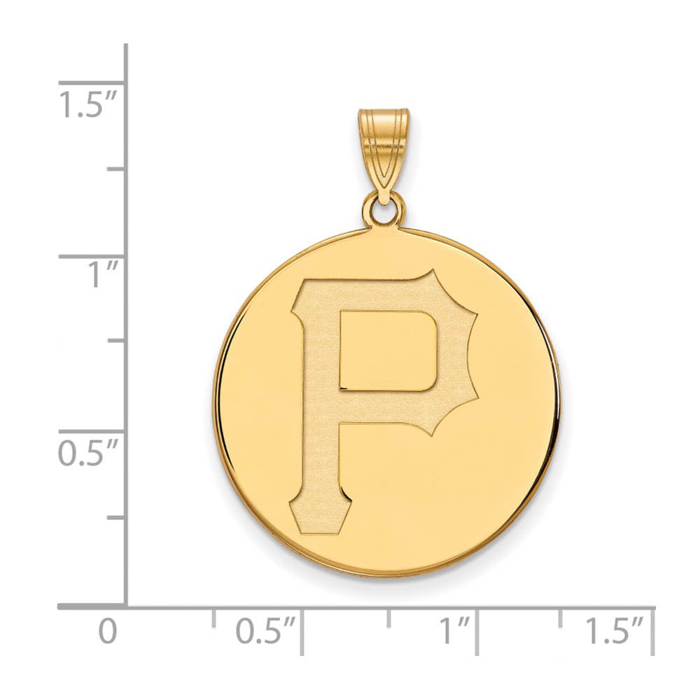 Alternate view of the 14K Gold Plated Silver MLB Pittsburgh Pirates Extra Large Disc Pendant by The Black Bow Jewelry Co.