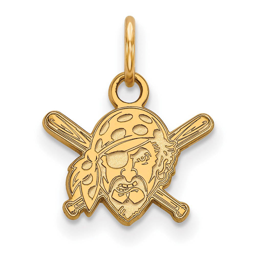 14K Gold Plated Silver MLB Pittsburgh Pirates XS (Tiny) Logo Charm, Item P32812 by The Black Bow Jewelry Co.