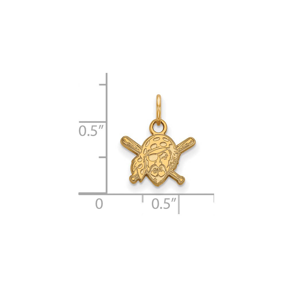 Alternate view of the 14K Gold Plated Silver MLB Pittsburgh Pirates XS (Tiny) Logo Charm by The Black Bow Jewelry Co.