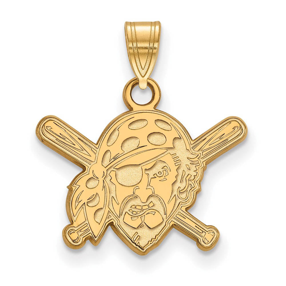 14K Gold Plated Silver MLB Pittsburgh Pirates Small Buccaneer Pendant, Item P32813 by The Black Bow Jewelry Co.